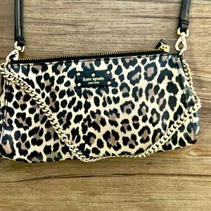 Kate spade leopard gold chain crossbody purse